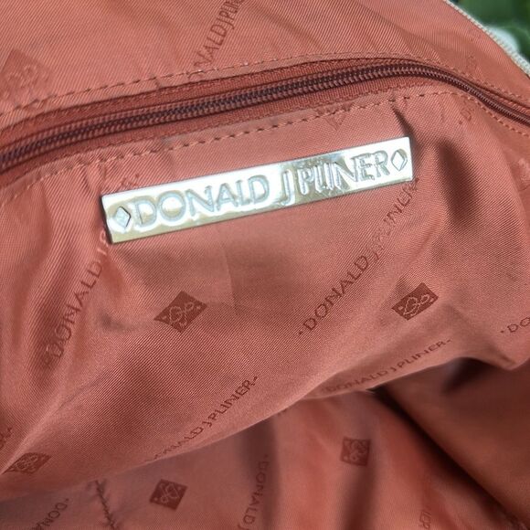 Donald J Pliner Genuine Leather Shoulder Purse Stitched Design Elegant Tote - Picture 13 of 13